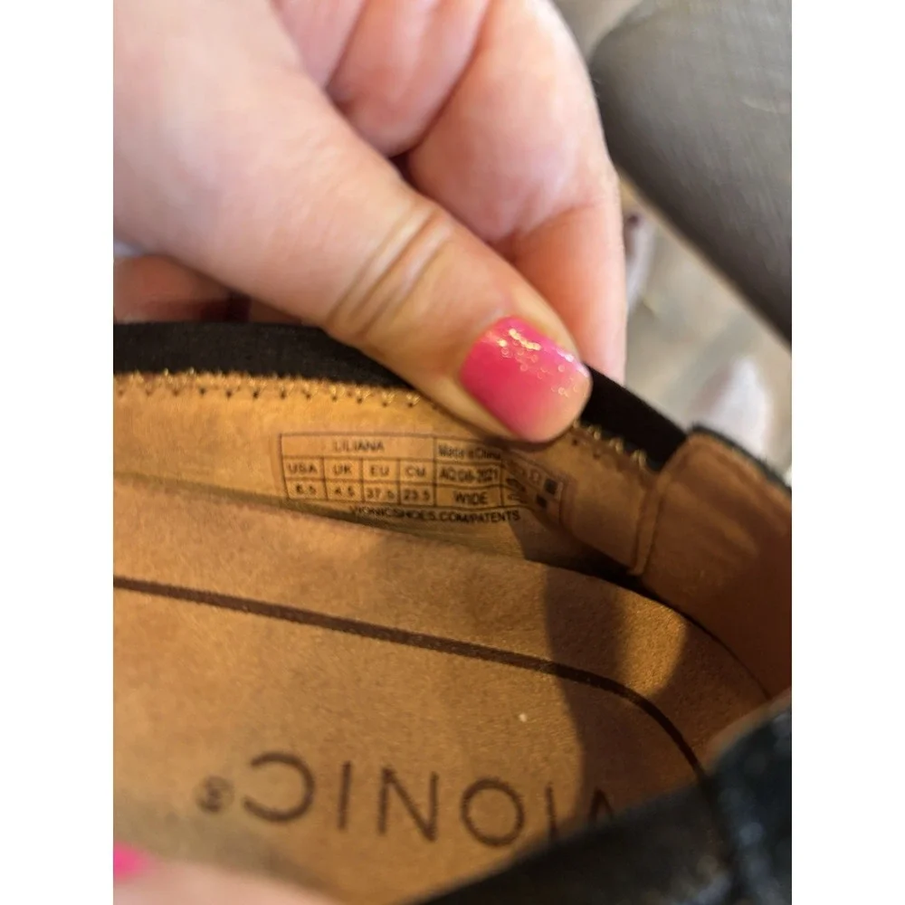 Vionic Liliana Tied Bow Ballet Flats Black Suede Size 6 1/2